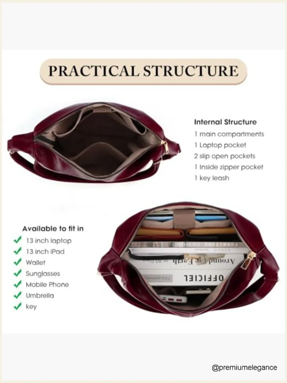 Soft Leather Slouchy Hobo Shoulder Crossbody Bag for Women